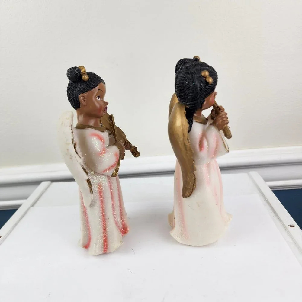 African American Choir Angels Set of Two Figurines